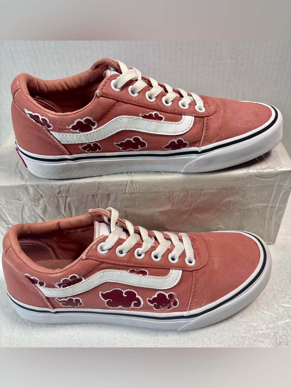 Women's hand Painted Akatuski Cloud Anime Naruto Print Low Top Sneakers 8.5